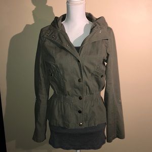Vintage Army Green Military Fitted Jacket w/ Hood